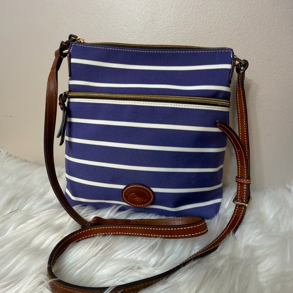 Dooney & Bourke Navy and White Striped Crossbody Bag